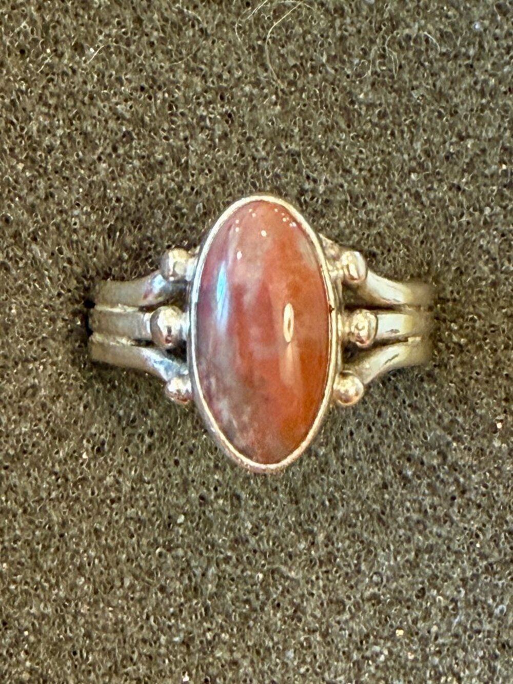 Red Agate Sterling Silver Ring